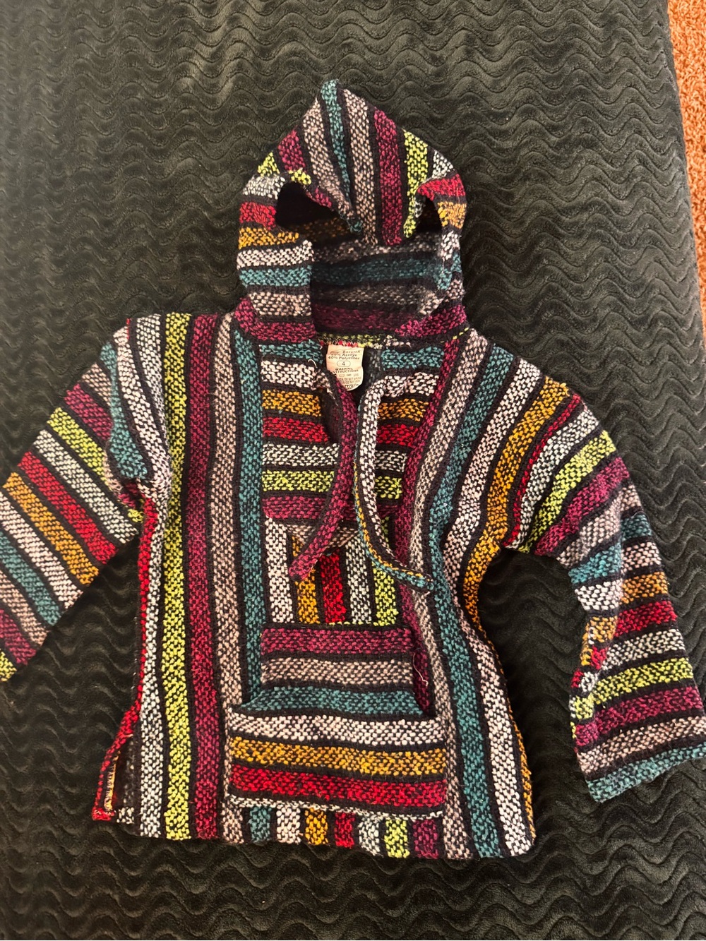 Multicolor Striped Baja Hoodie - Vibrant Aztec Knit